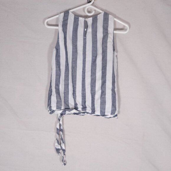 J.Crew Linen Blend Striped Tank Top Womens 0 Tie Hem Nautical Coastal Preppy - Picture 2 of 13